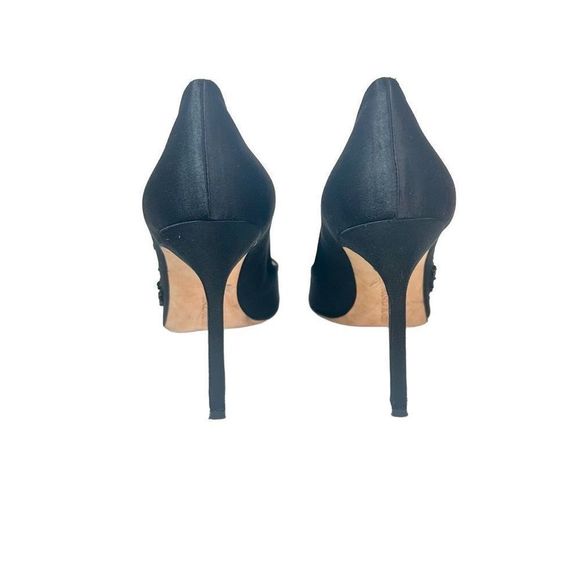 Manolo Blahnik Black Satin Swan Pumps EU 39.5 US 9.5 - Picture 7 of 12